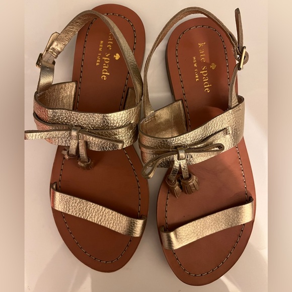 Kate Spade Carlita Metallic Gold Sandals - Picture 1 of 4